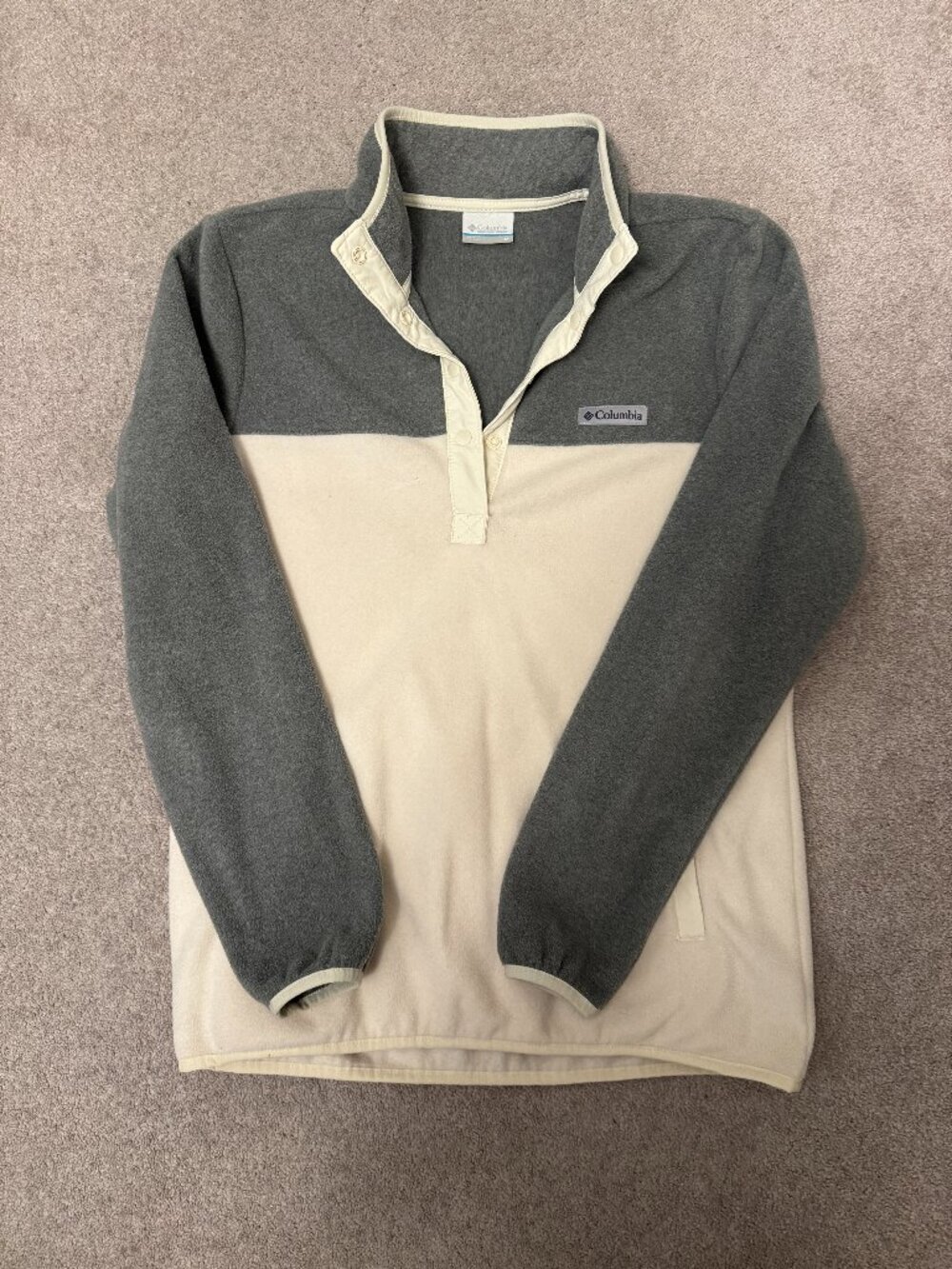 Columbia Snap Pullover Dual-Tone Grey & Cream Fleece (M)